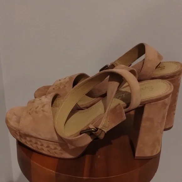 SPLENDID Suede Platform Heels Size 9.5 Tan Neesha Sandals - Picture 4 of 12